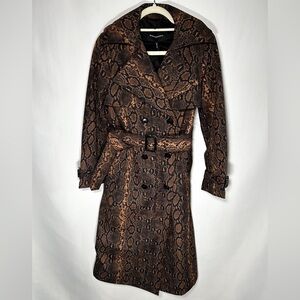 BCBG Max Azria Brown Snake Print Trench Coat - waterproof - NWT